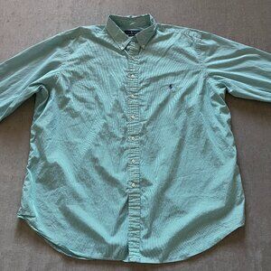 Polo Ralph Lauren Button Down Long Sleeve Shirt Men 3XLT Green Tall Casual Pony